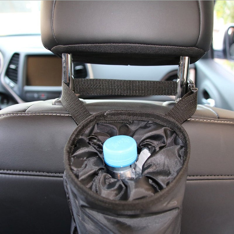 IPELY Universal Car Garbage Bag Back Seat Headrest Litter Trash Garbage Can (Black) - Image 3